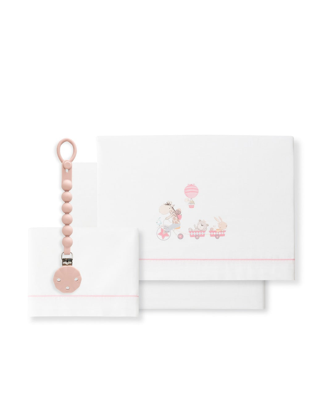 SET DE SABANAS DE CUNA  JIRAFA BICI + CHUPETERO INTERBABY