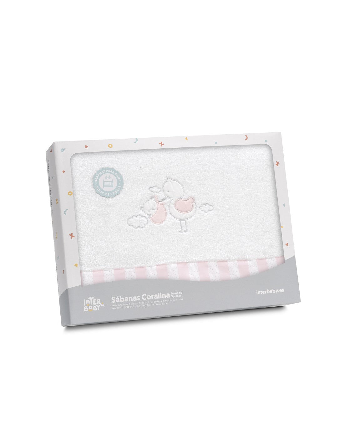 SET SABANAS CUNA CORALINA CIGUEÑA OSO INTERBABY