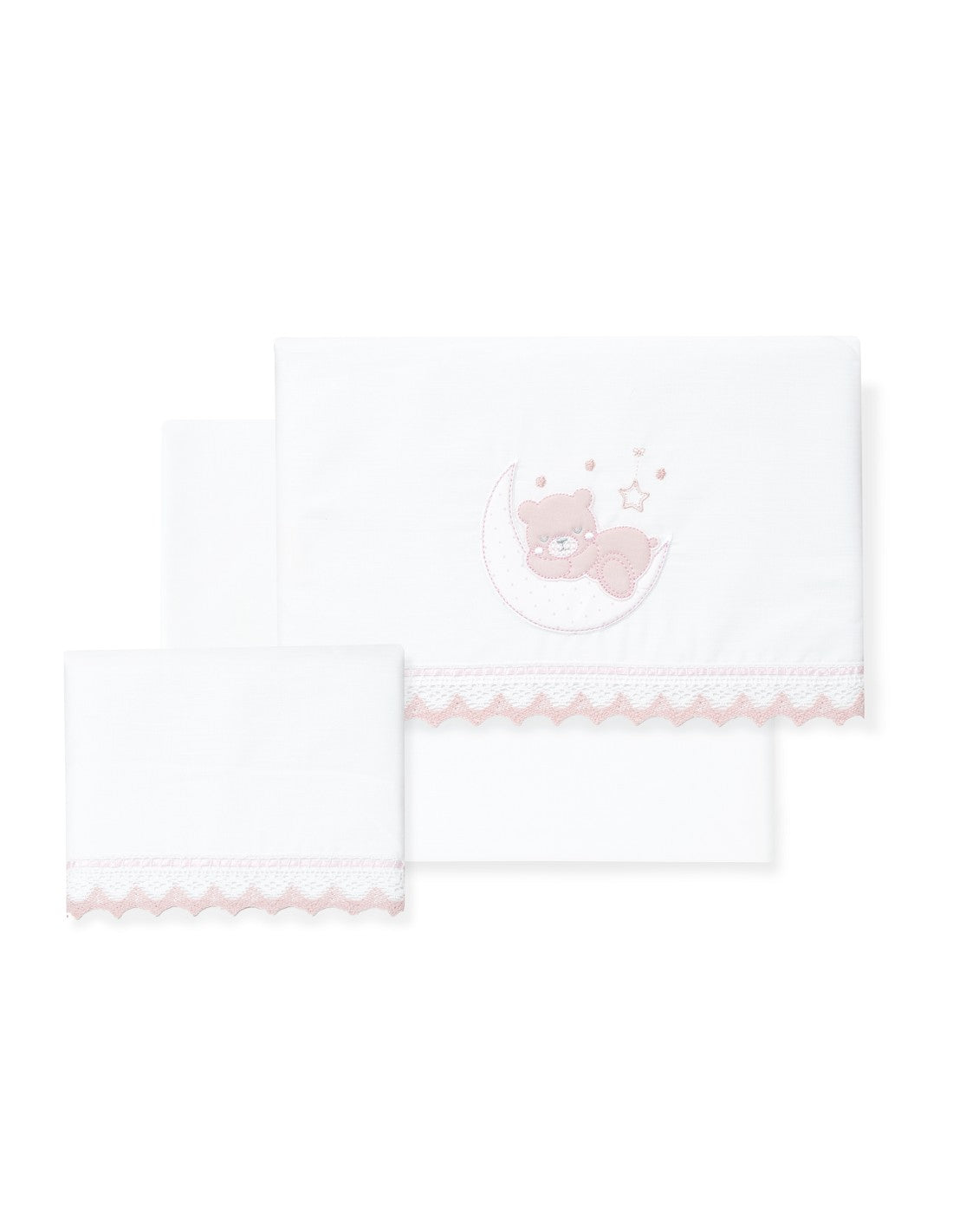 SET  DE SABANAS CUNA OSO LUNA GUIPUR DON ALGODON +REGALO