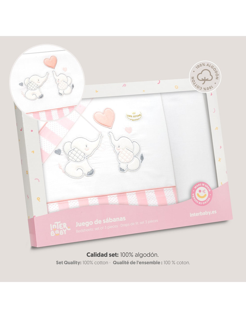 SET DE SABANAS MINICUNA PAREJA ELEFANTES INTERBABY