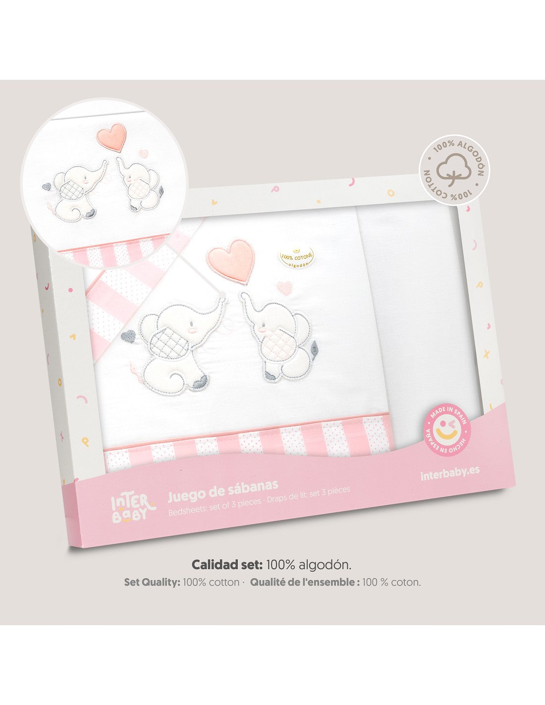 SET DE SABANAS MINICUNA PAREJA ELEFANTES INTERBABY