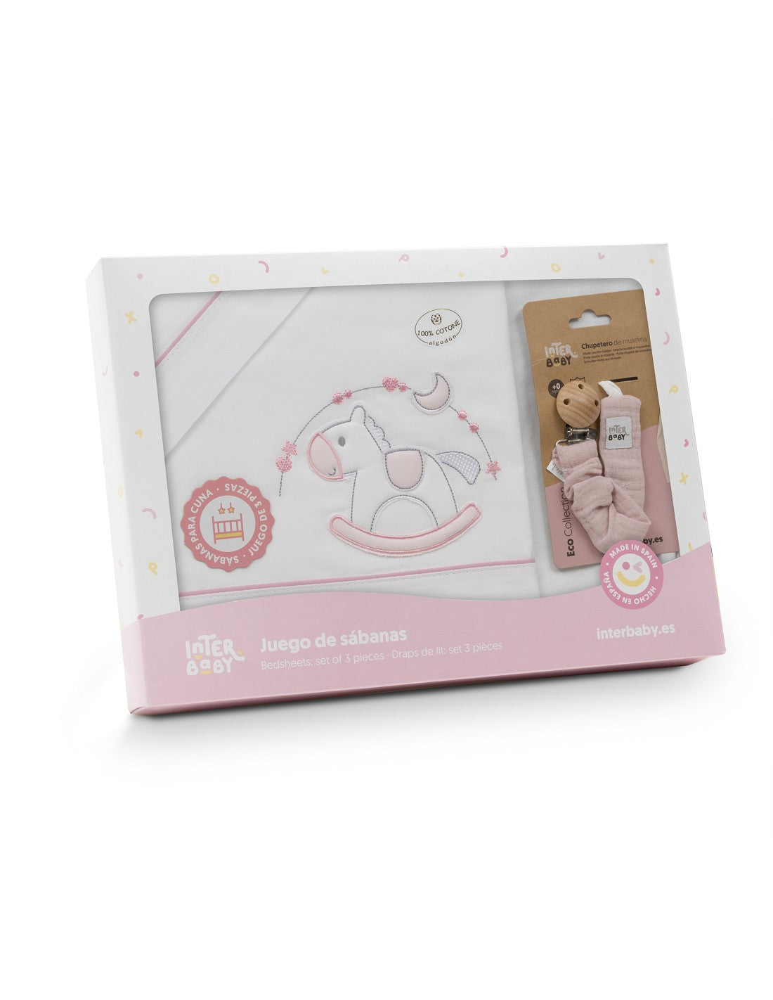 SET DE  SABANAS CUNA CABALLITO+REGALO INTERBABY