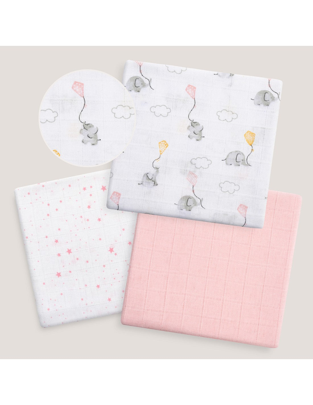 PACK DE 3 GASAS PARA BEBE FANTASIA INTERBABY (80X80)