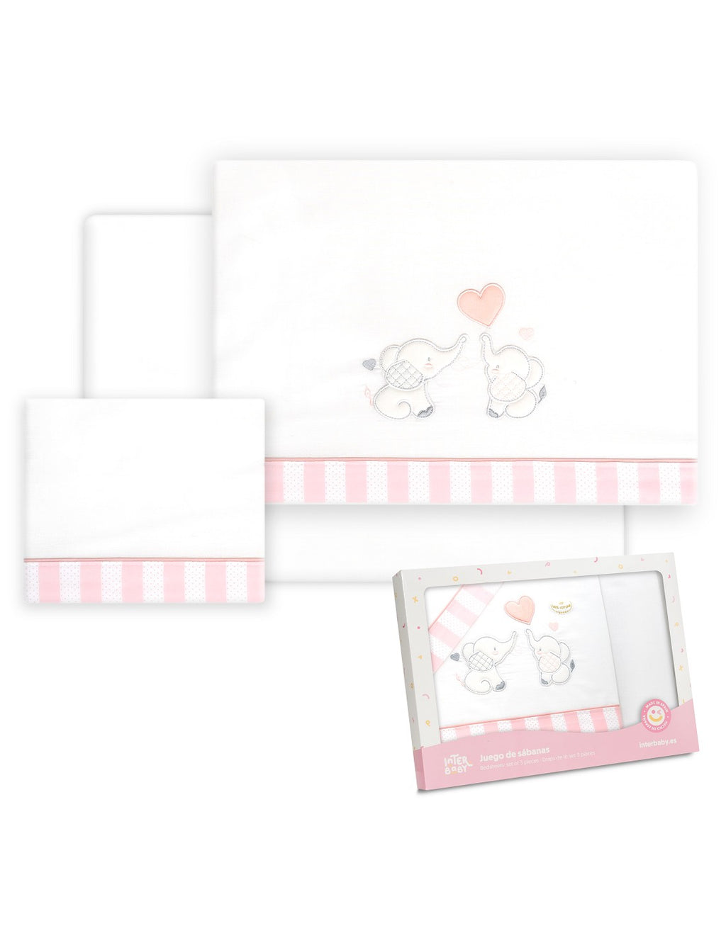 SET DE SABANAS MINICUNA PAREJA ELEFANTES INTERBABY