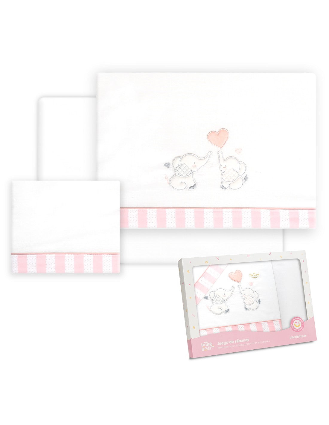 SET DE SABANAS MINICUNA PAREJA ELEFANTES INTERBABY