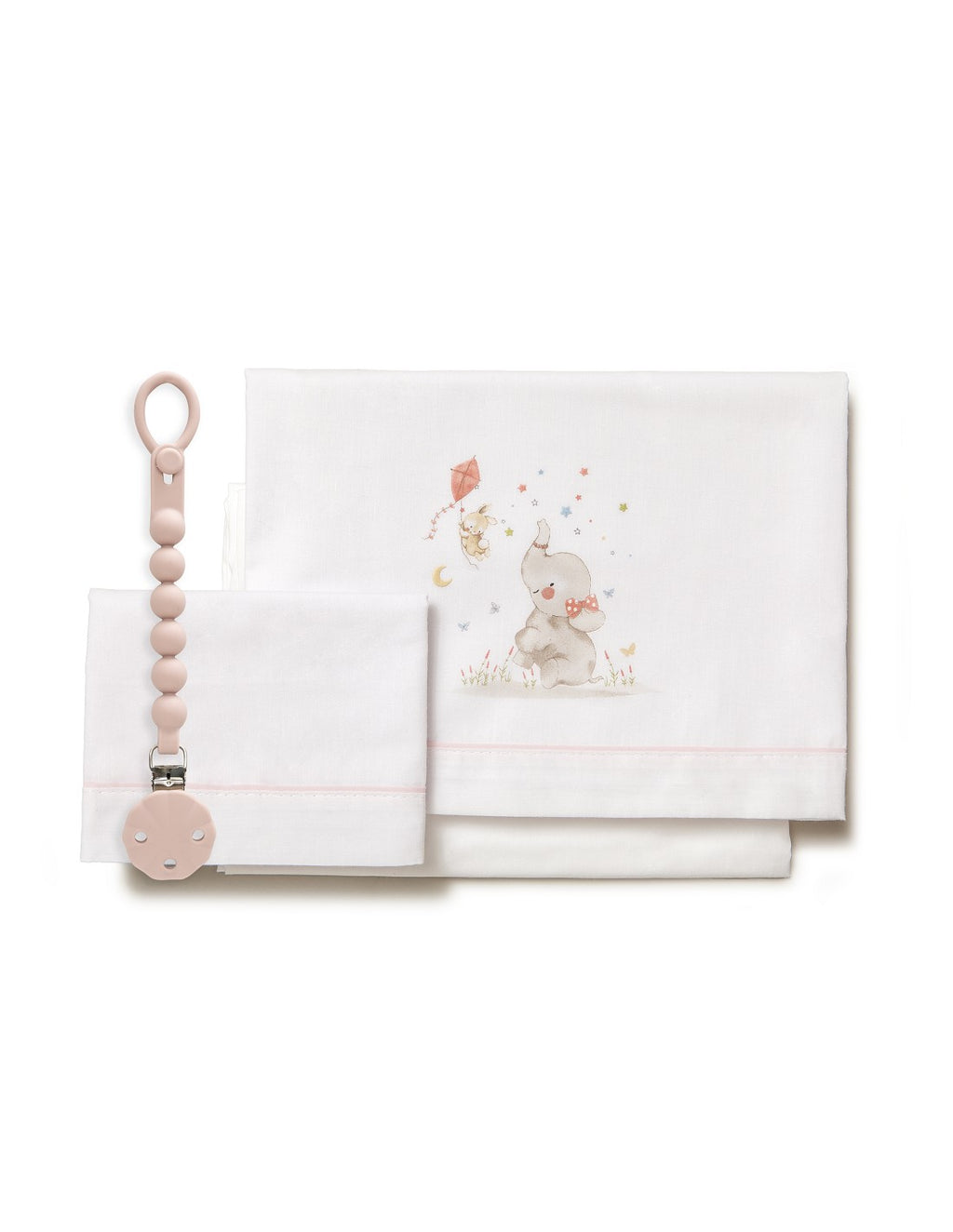 SET DE SABANAS  CUNA ELEFANTE +CHUPETERO INTERBABY