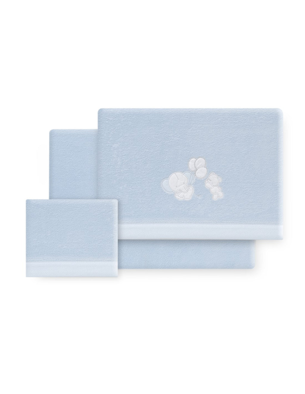 SET DE SABANAS CUNA CORALINA OSO ELEFANTES CON GLOBOS+ CHUPETERO INTERBABY