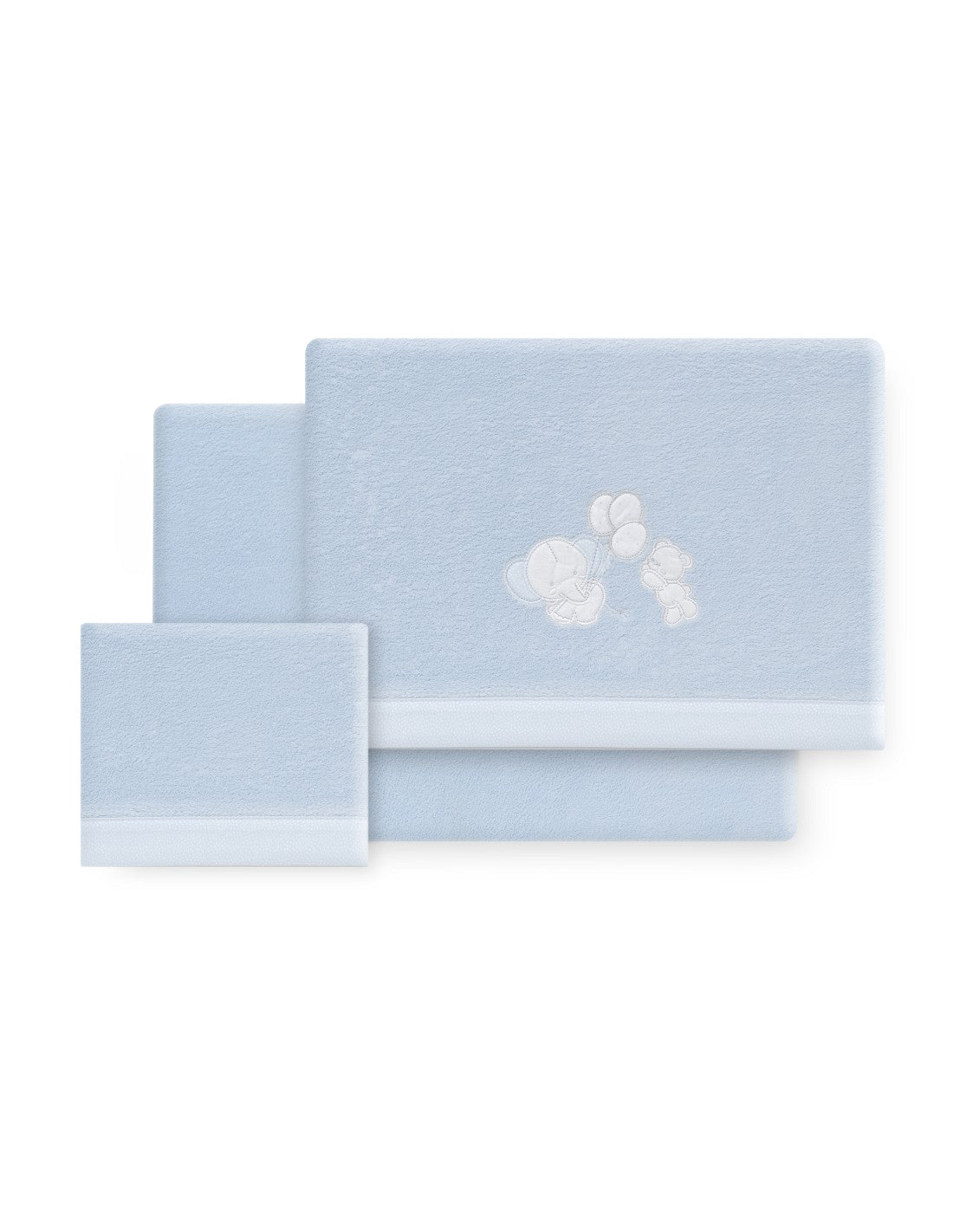 SET DE SABANAS CUNA CORALINA OSO ELEFANTES CON GLOBOS+ CHUPETERO INTERBABY