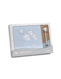 SET DE SABANAS CUNA CORALINA OSO ELEFANTES CON GLOBOS+ CHUPETERO INTERBABY