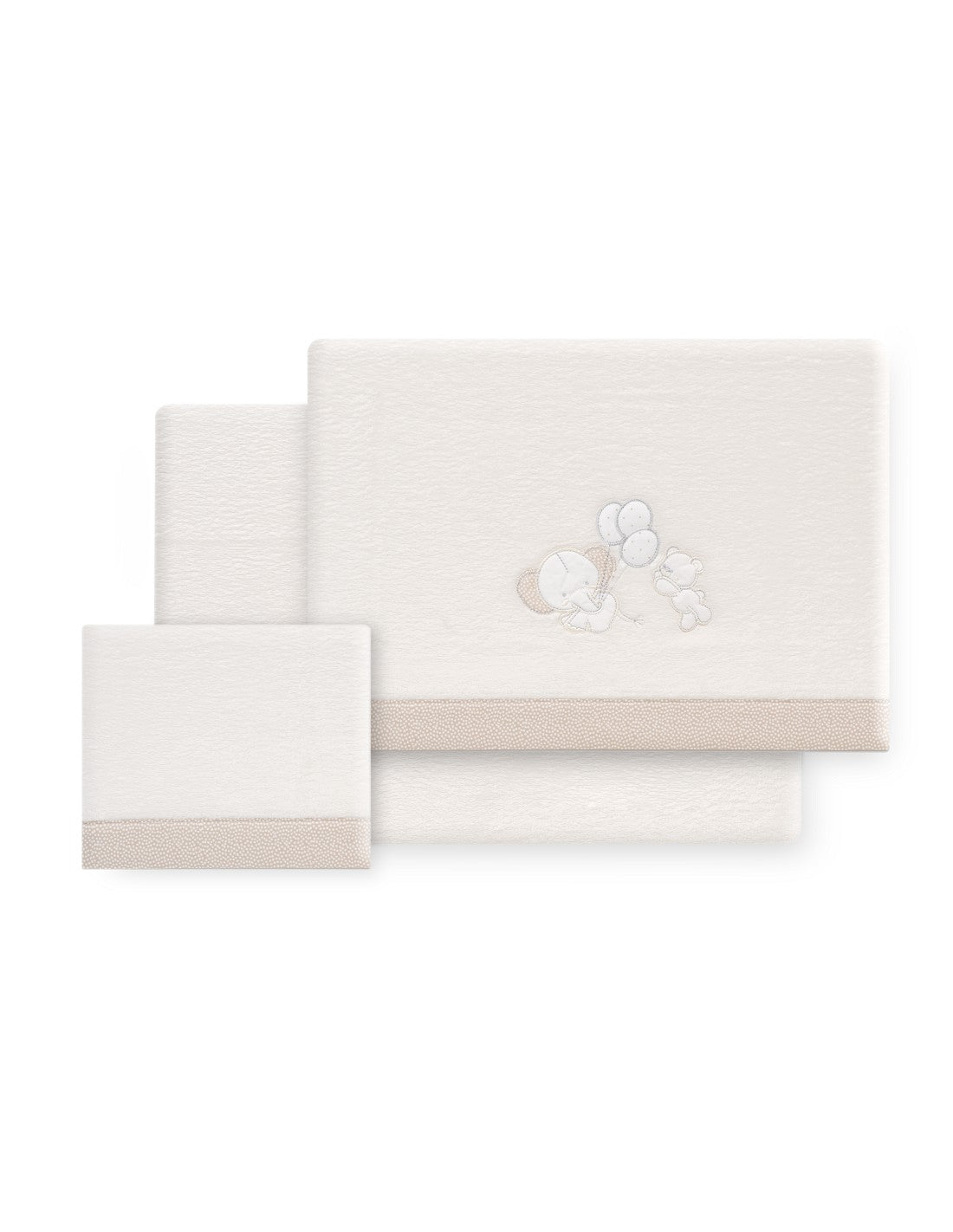 SET DE SABANAS CUNA CORALINA OSO ELEFANTES CON GLOBOS+ CHUPETERO INTERBABY