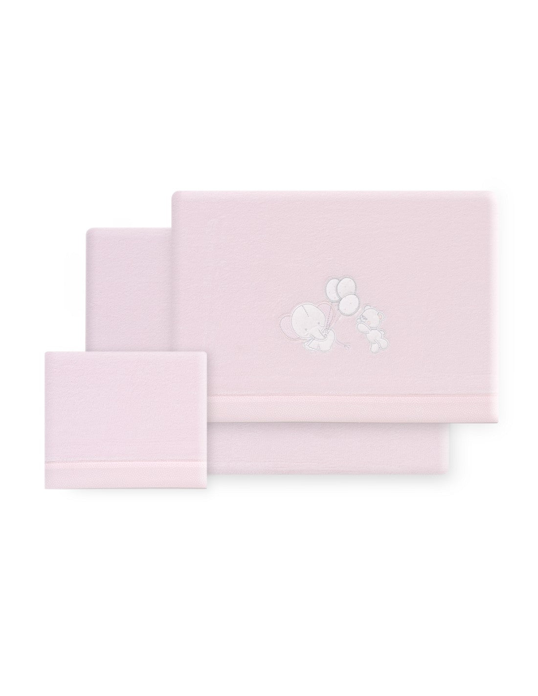SET DE SABANAS CUNA CORALINA OSO ELEFANTES CON GLOBOS+ CHUPETERO INTERBABY