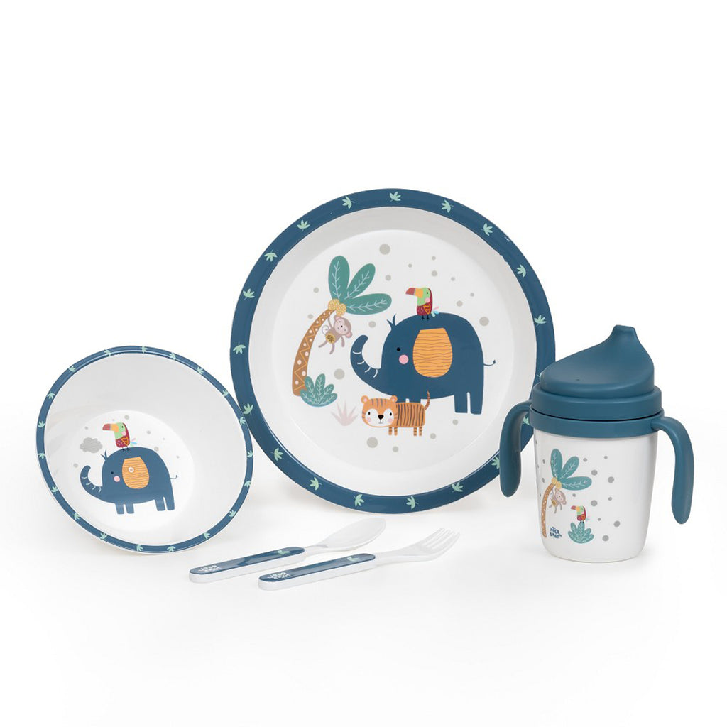 SET DE VAJILLA 5 PIEZAS JUNGLA. INTERBABY