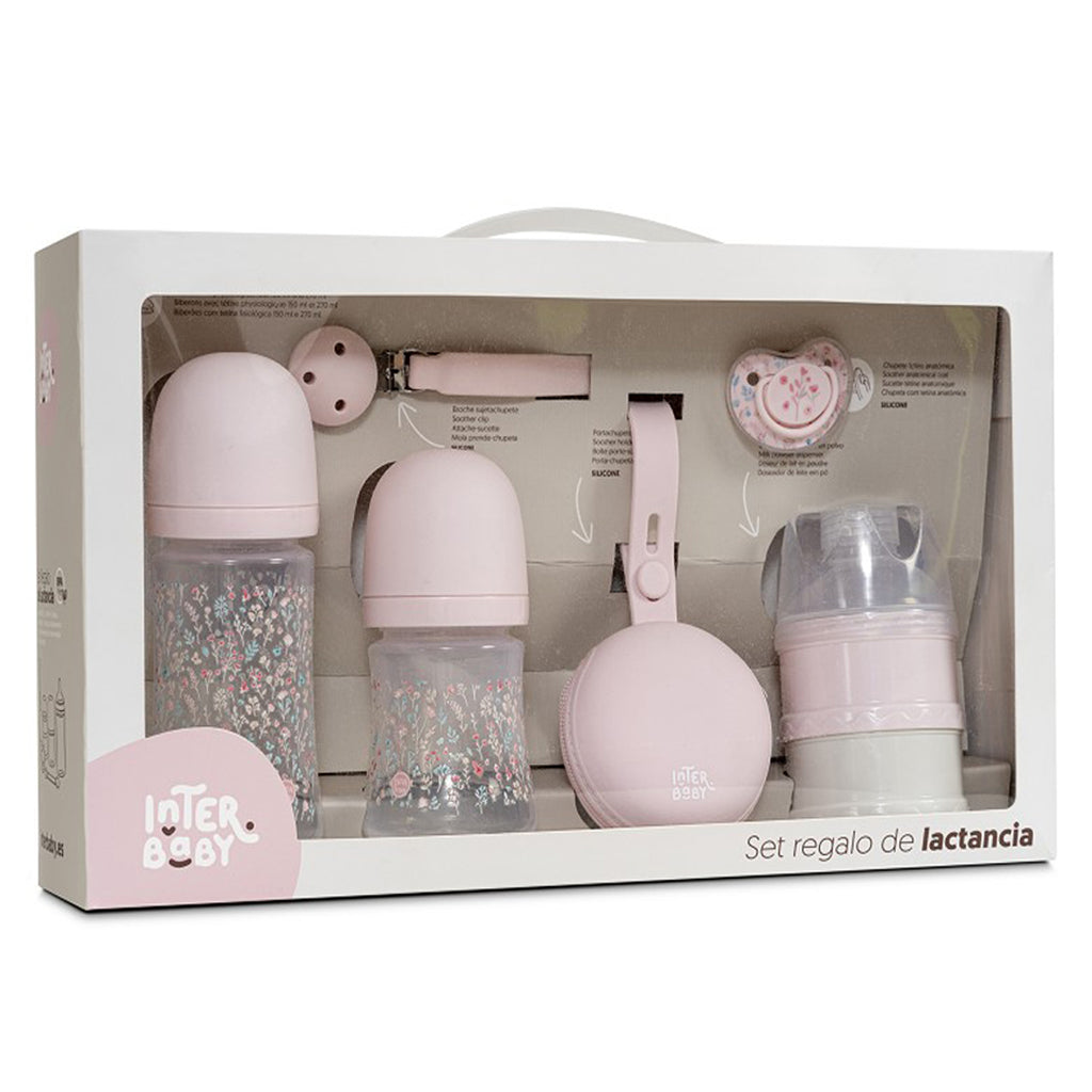 SET REGALO PARA BEBE 6 PIEZAS PETALOS DE ROSA INTERBABY
