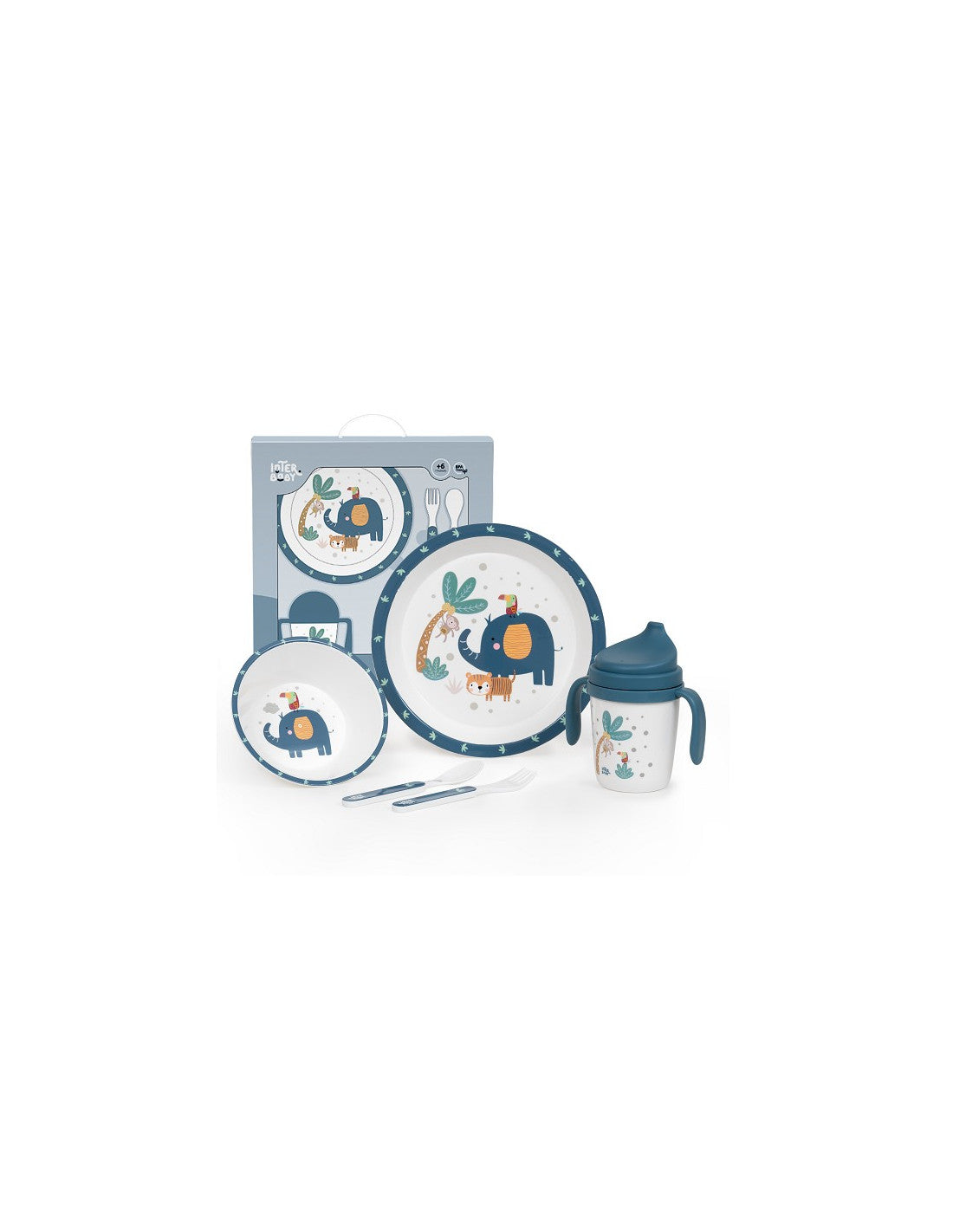 SET DE VAJILLA 5 PIEZAS JUNGLA. INTERBABY