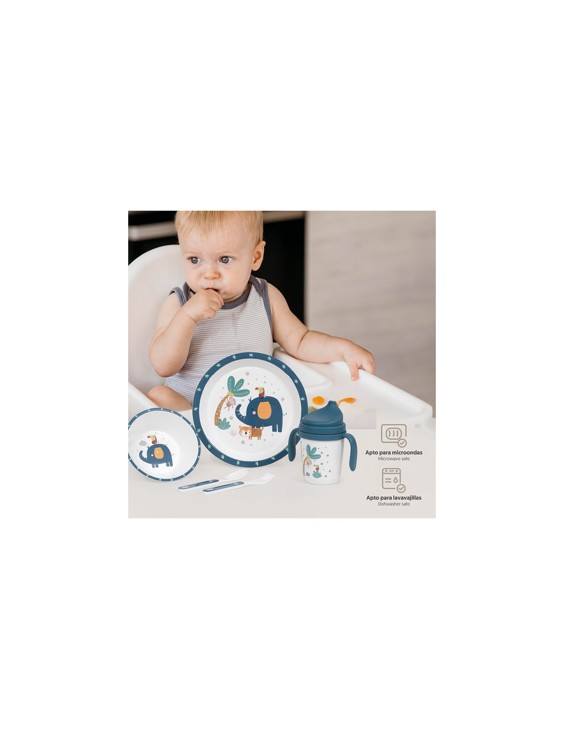 SET DE VAJILLA 5 PIEZAS JUNGLA. INTERBABY