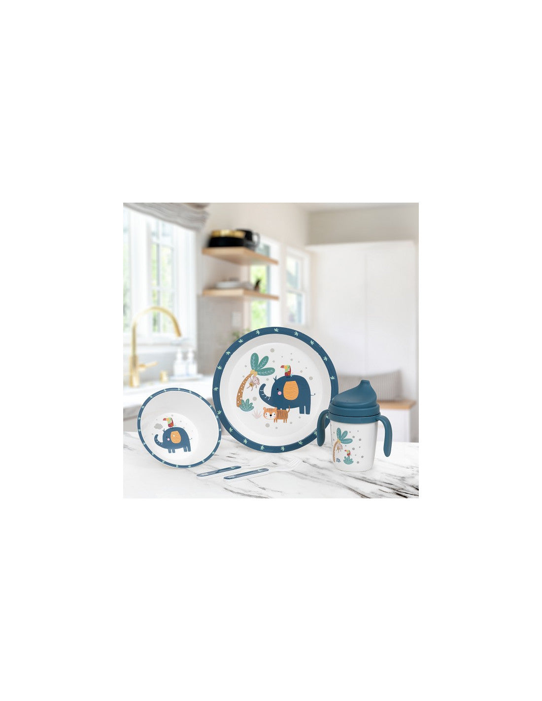 SET DE VAJILLA 5 PIEZAS JUNGLA. INTERBABY