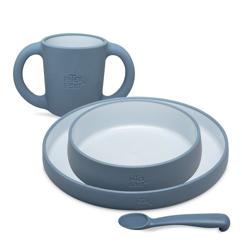SET DE VAJILLA 4 PIEZAS APRENDIZAJE AZUL, ROSA O VERDE. INTERBABY