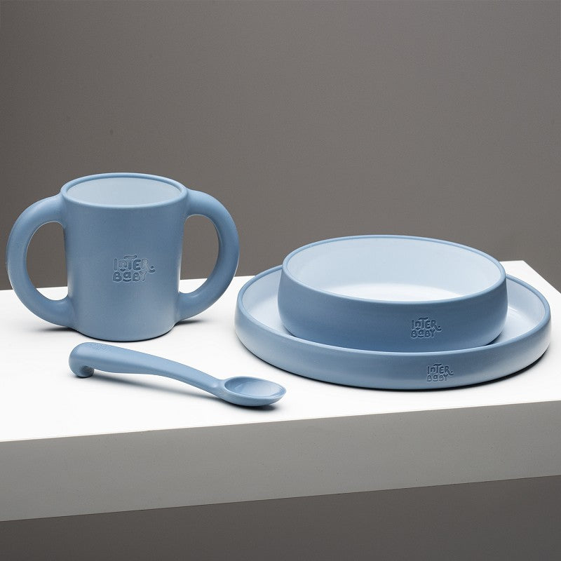 SET DE VAJILLA 4 PIEZAS APRENDIZAJE AZUL, ROSA O VERDE. INTERBABY