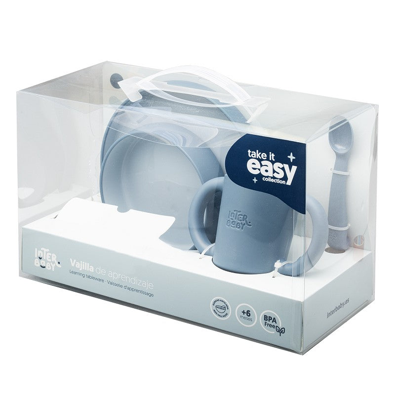SET DE VAJILLA 4 PIEZAS APRENDIZAJE AZUL, ROSA O VERDE. INTERBABY