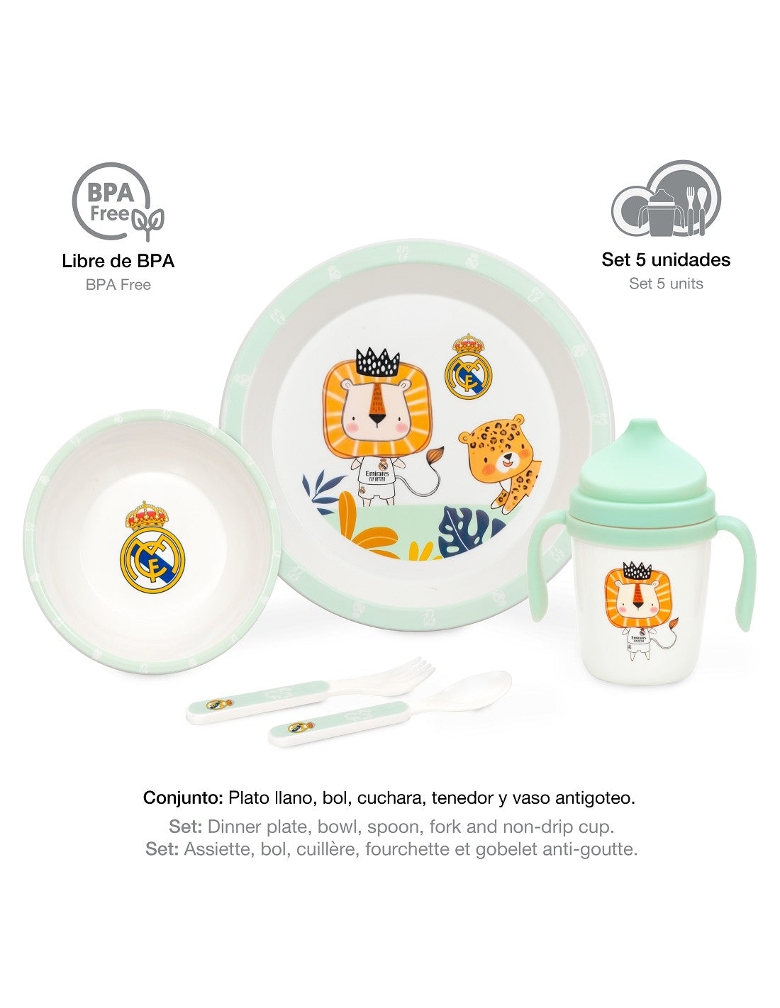 SET DE VAJILLA DE 5 PIEZAS DEL REAL MADRID