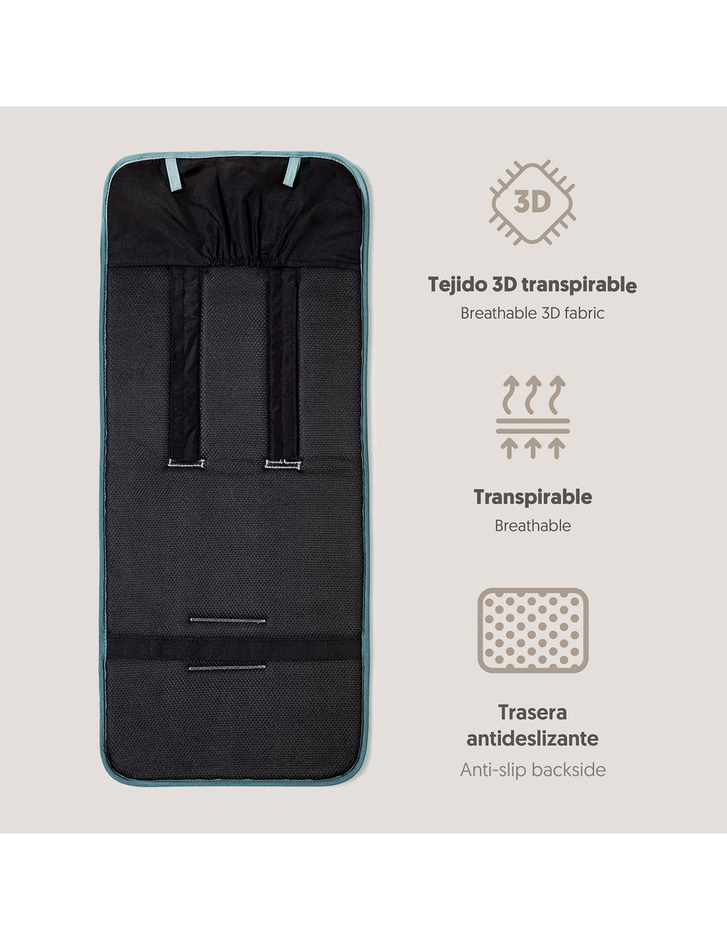 COLCHONETA + PROTECTORES. LISO VERDE. INTERBABY