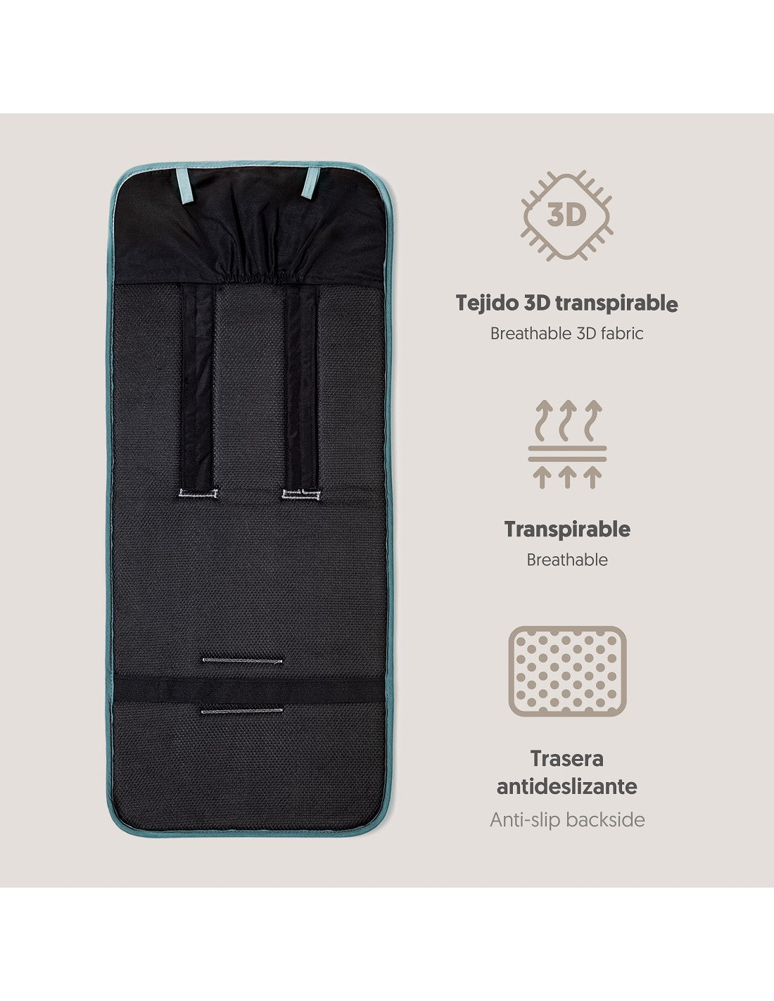 COLCHONETA + PROTECTORES. LISO VERDE. INTERBABY
