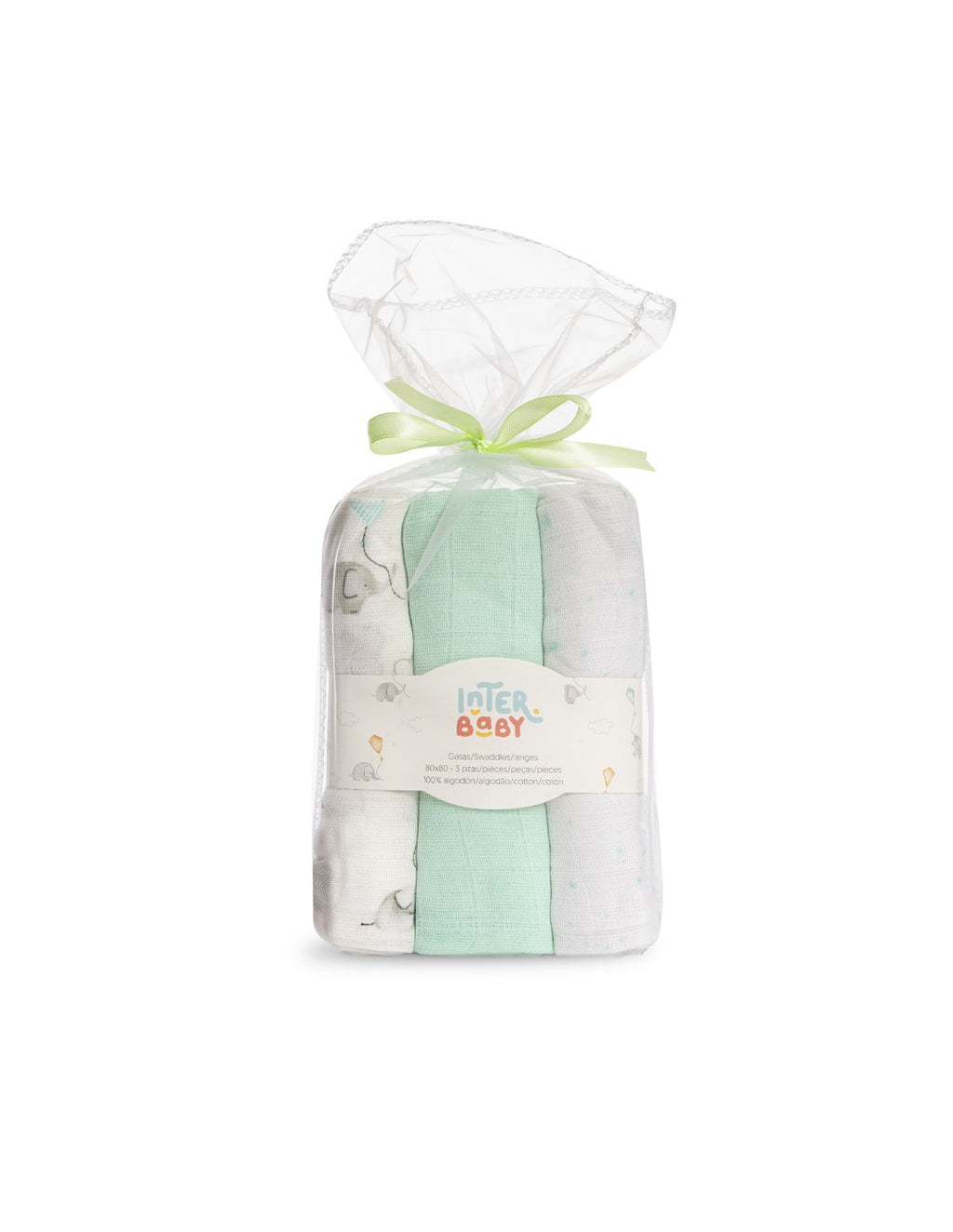 PACK DE 3 GASAS PARA BEBE FANTASIA INTERBABY (80X80)