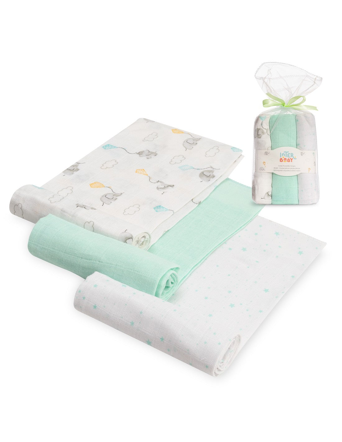 PACK DE 3 GASAS PARA BEBE FANTASIA INTERBABY (80X80)