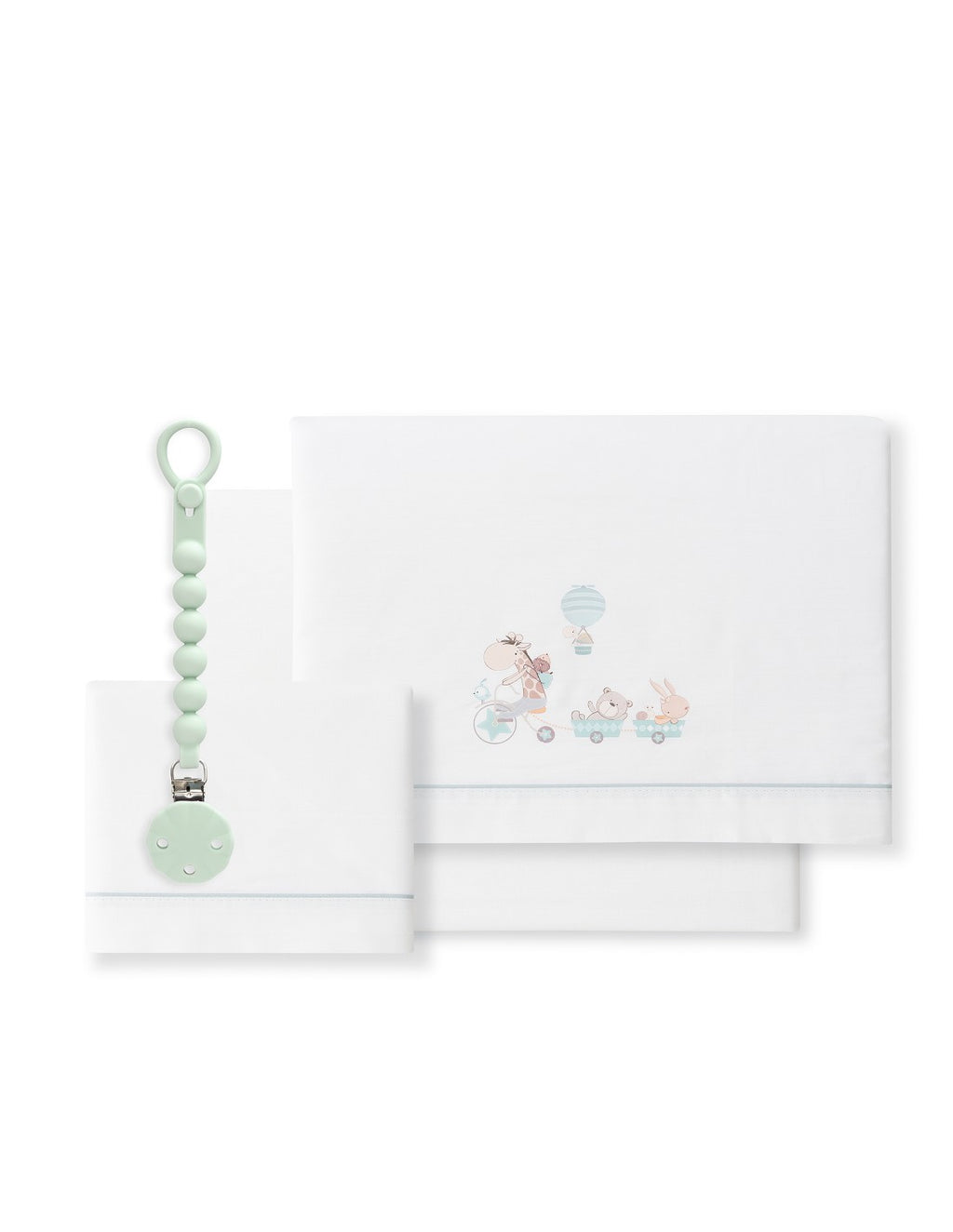 SET DE SABANAS DE CUNA  JIRAFA BICI + CHUPETERO INTERBABY