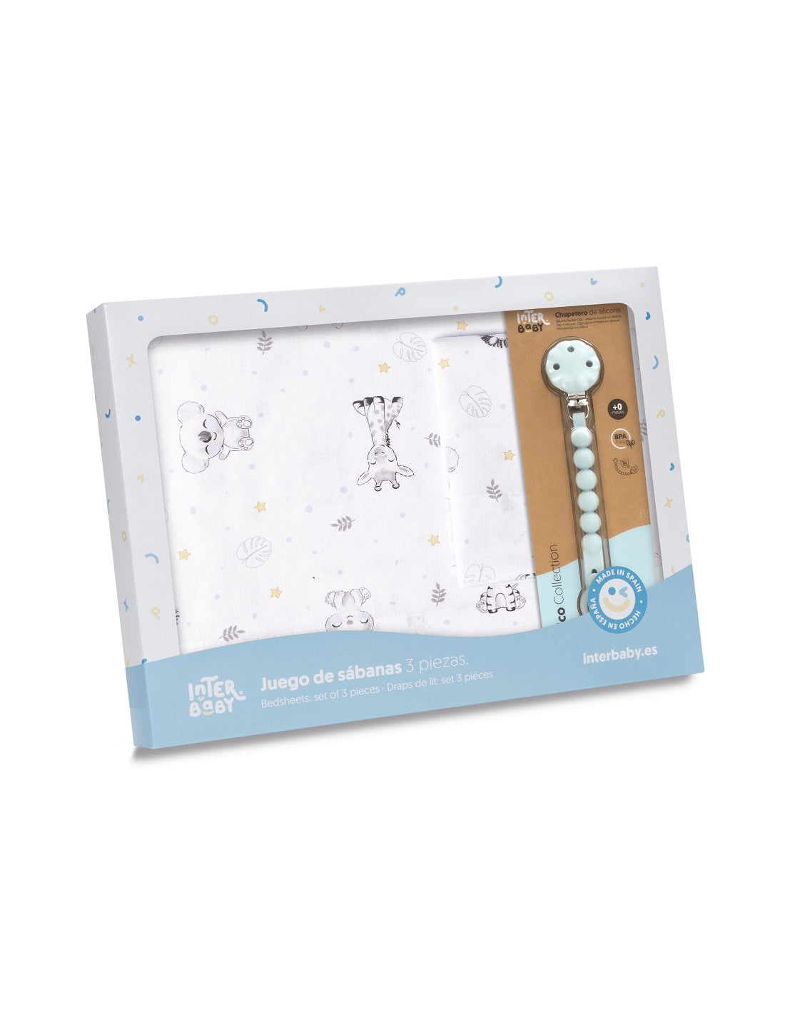 SET DE SABANAS CUNA KOALA + CHUPETERO INTERBABY