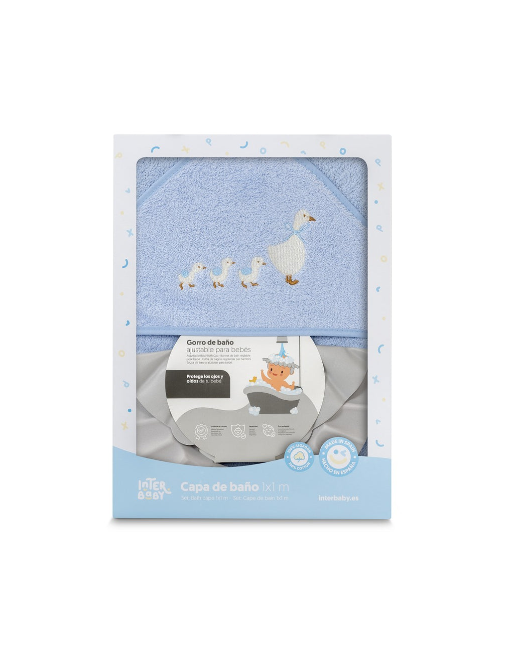 CAPA DE BAÑO Y  GORRO PATITOS FAMILIA INTERBABY