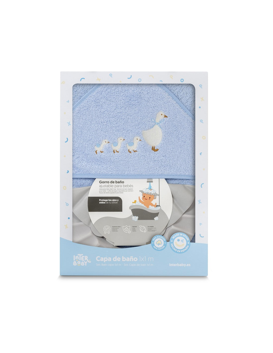 CAPA DE BAÑO Y  GORRO PATITOS FAMILIA INTERBABY