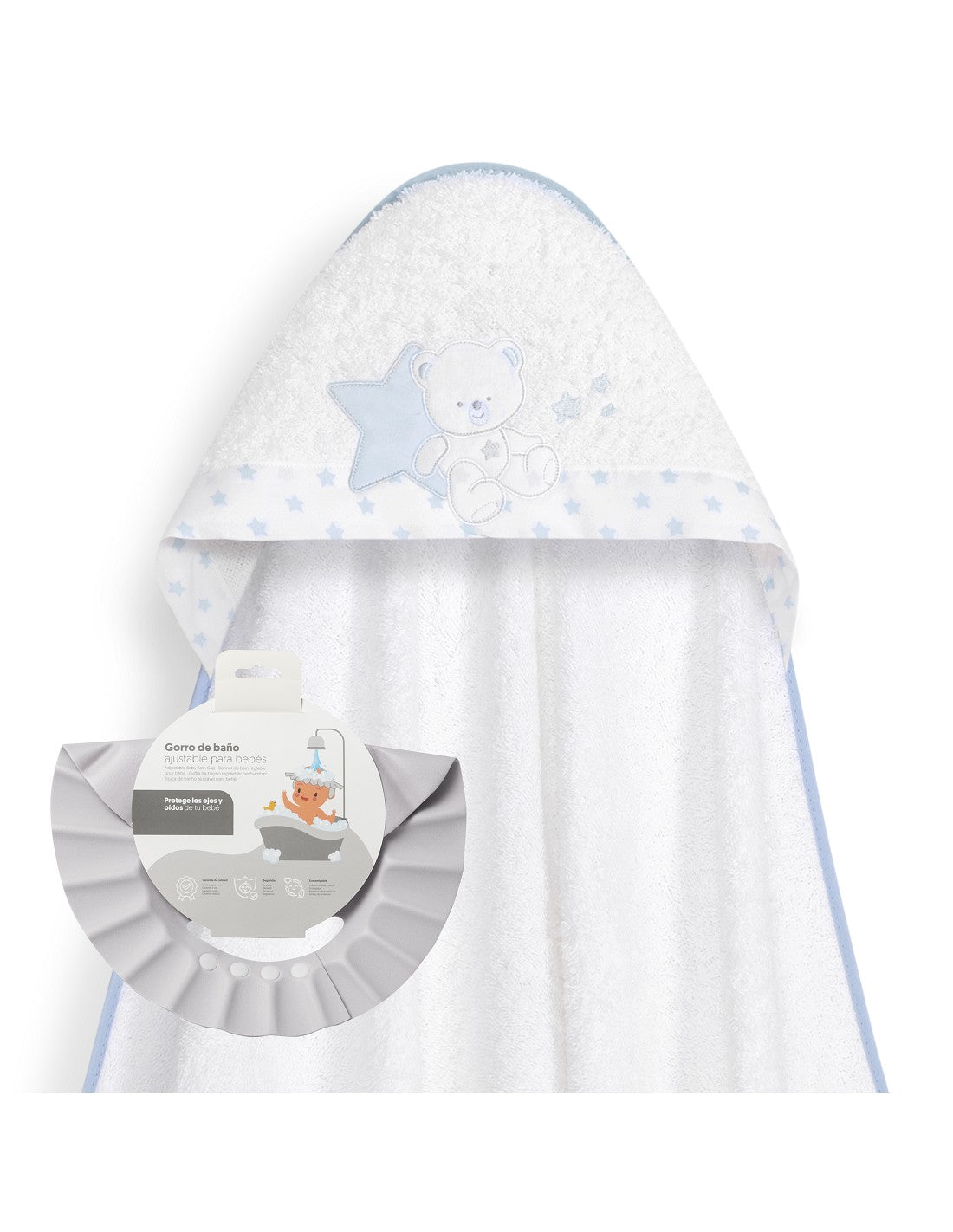 CAPA DE BAÑO Y GORRO OSITO SENTADO INTERBABY