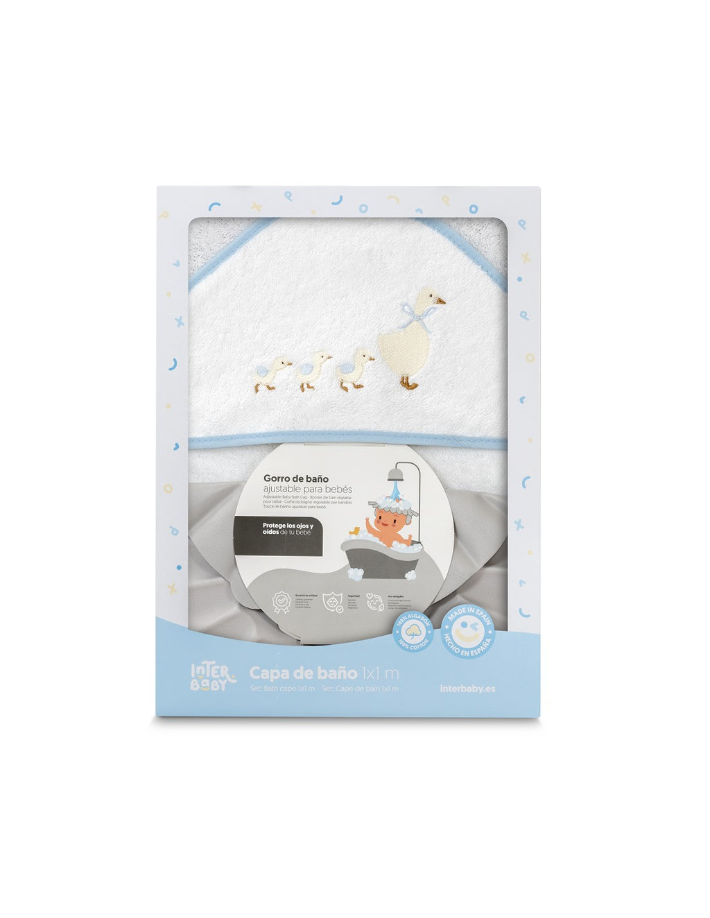 CAPA DE BAÑO Y  GORRO PATITOS FAMILIA INTERBABY