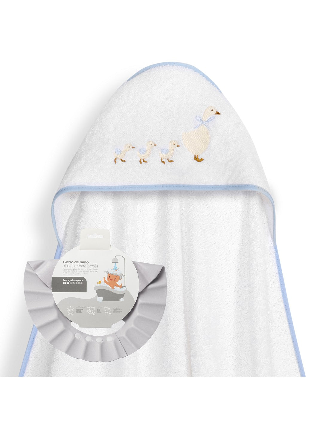 CAPA DE BAÑO Y  GORRO PATITOS FAMILIA INTERBABY
