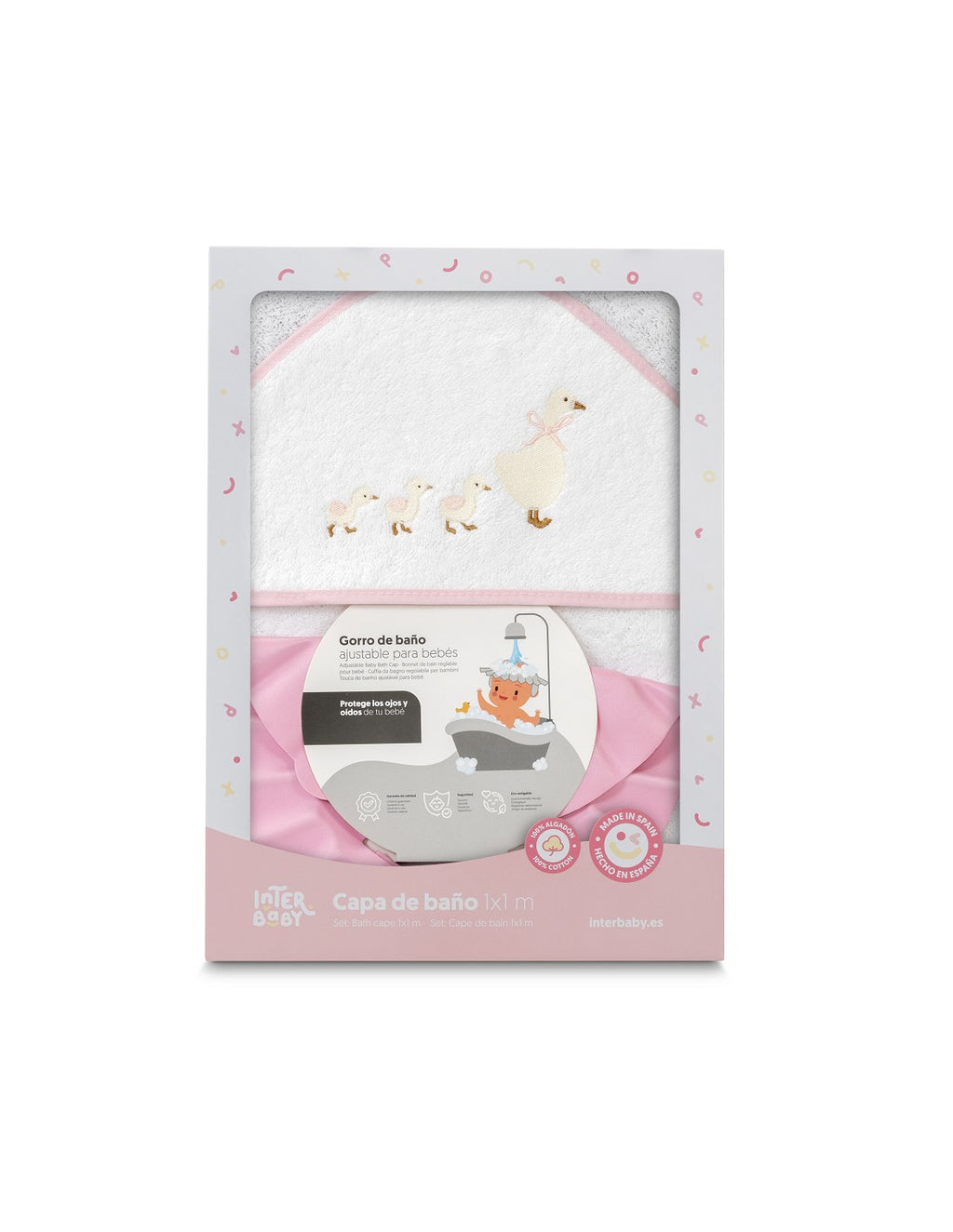 CAPA DE BAÑO Y  GORRO PATITOS FAMILIA INTERBABY
