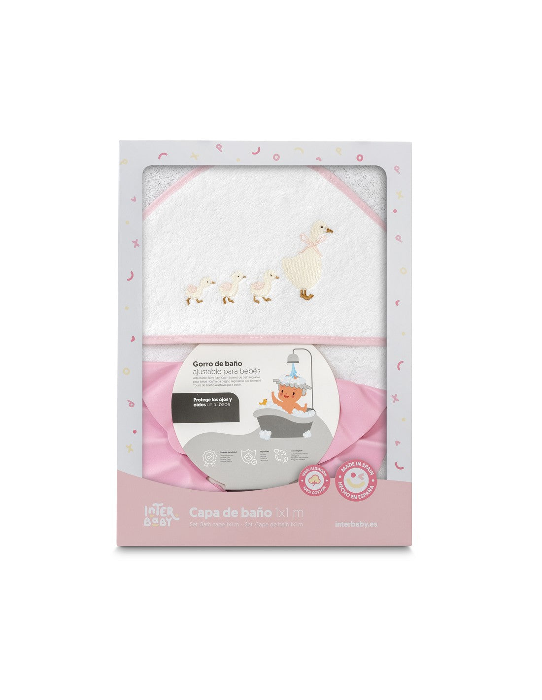 CAPA DE BAÑO Y  GORRO PATITOS FAMILIA INTERBABY