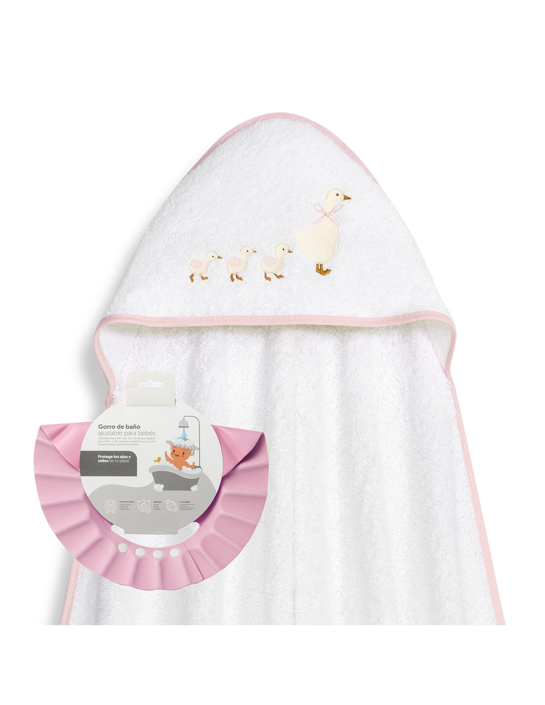 CAPA DE BAÑO Y  GORRO PATITOS FAMILIA INTERBABY