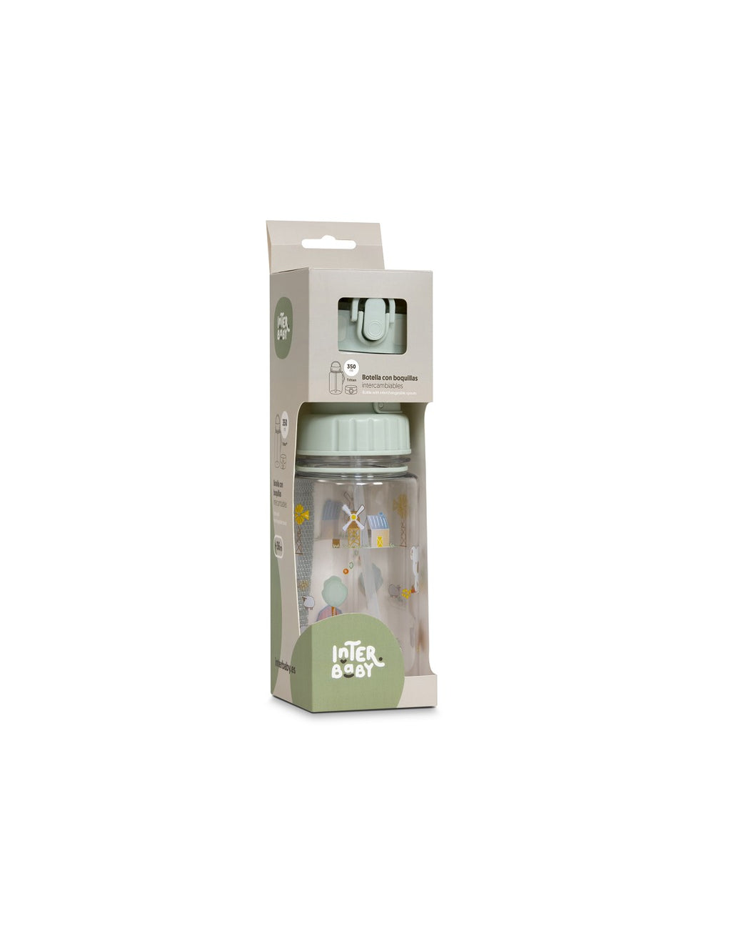 BOTELLA CON BOQUILLAS 350ML KOALA INTERBABY