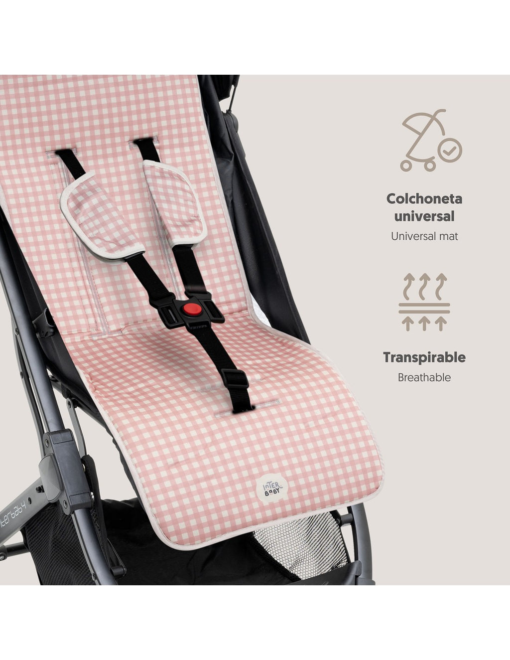 COLCHONETA UNIVERSAL VICHY ROSA INTERBABY
