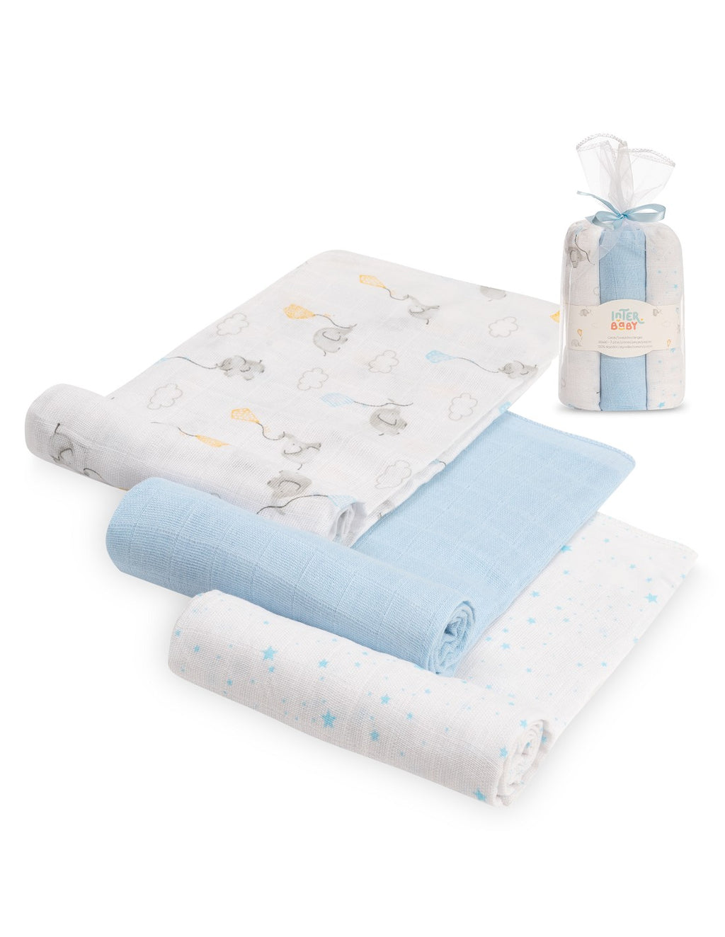 PACK DE 3 GASAS PARA BEBE FANTASIA INTERBABY (80X80)