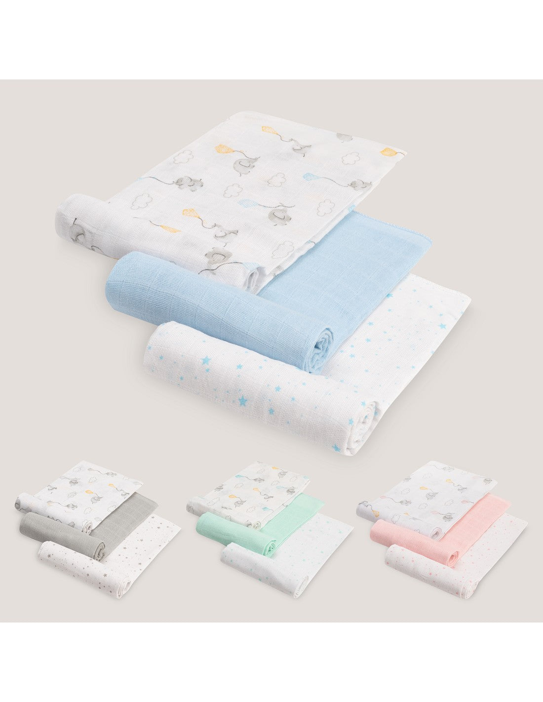 PACK DE 3 GASAS PARA BEBE FANTASIA INTERBABY (80X80)