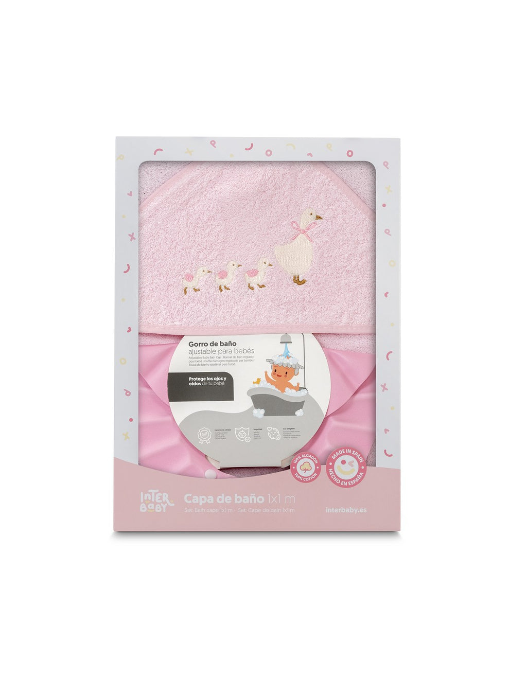 CAPA DE BAÑO Y  GORRO PATITOS FAMILIA INTERBABY