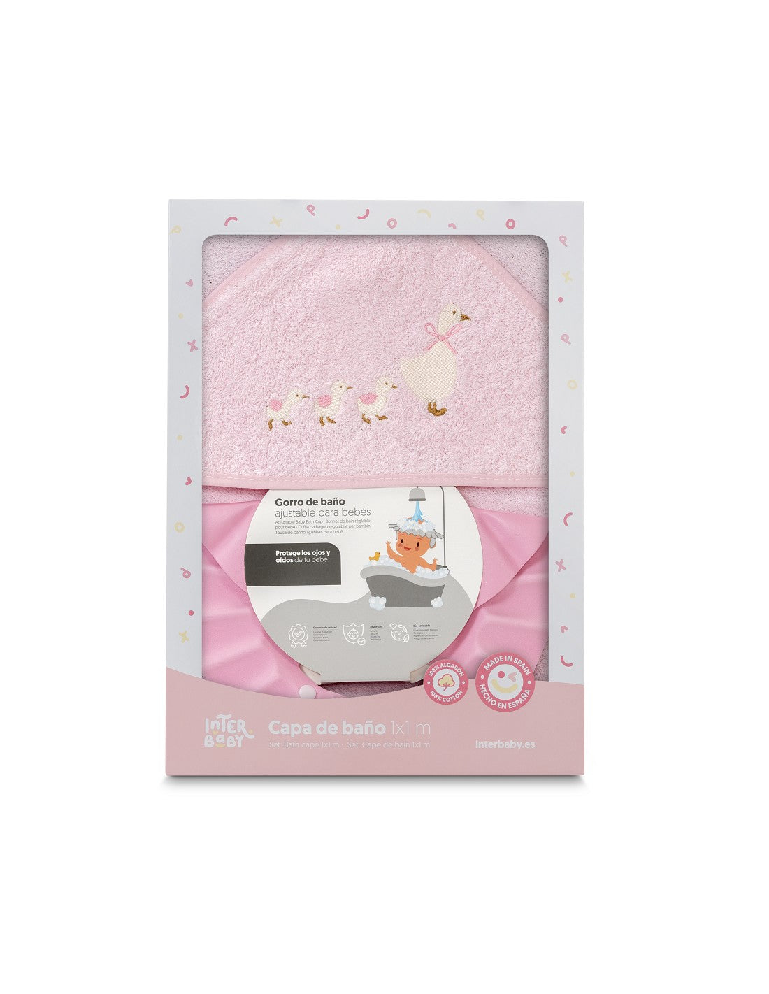 CAPA DE BAÑO Y  GORRO PATITOS FAMILIA INTERBABY