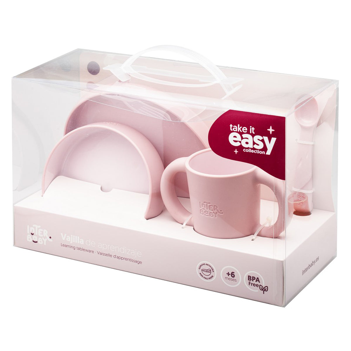 SET DE VAJILLA 4 PIEZAS APRENDIZAJE AZUL, ROSA O VERDE. INTERBABY
