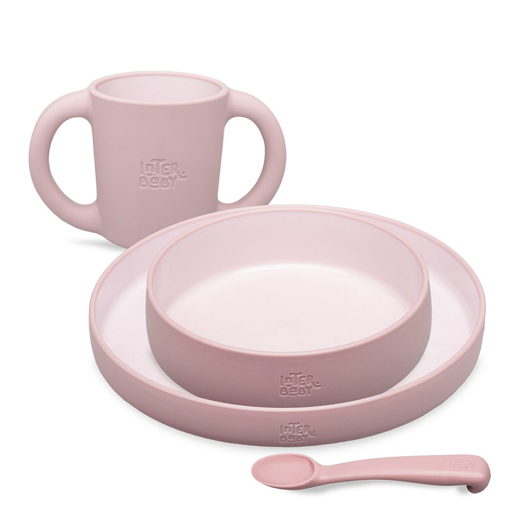 SET DE VAJILLA 4 PIEZAS APRENDIZAJE AZUL, ROSA O VERDE. INTERBABY