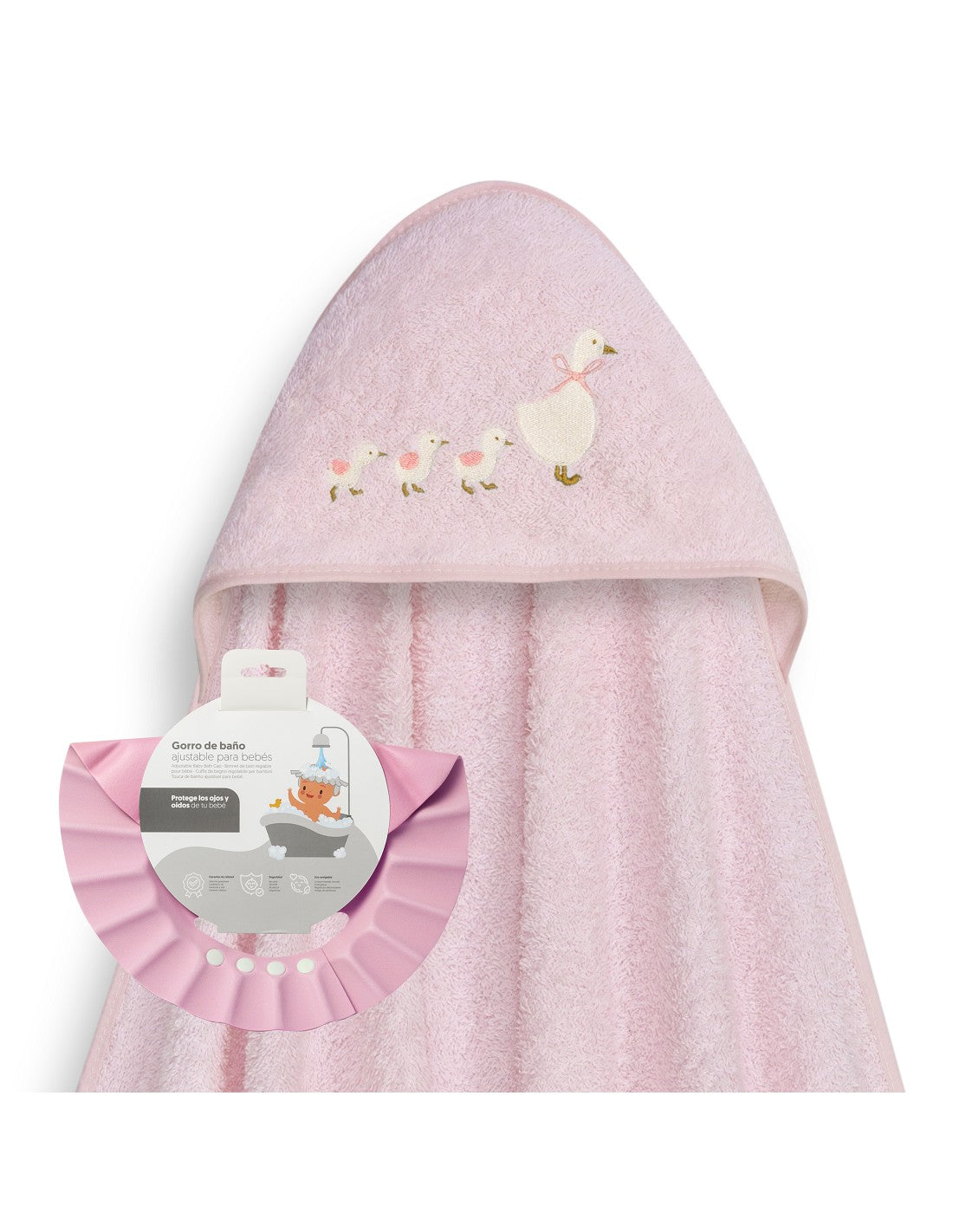 CAPA DE BAÑO Y  GORRO PATITOS FAMILIA INTERBABY