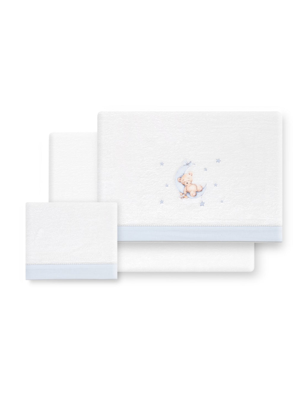 SET DE SABANAS CUNA CORALINA OSO LUNA + CHUPETERO INTERBABY
