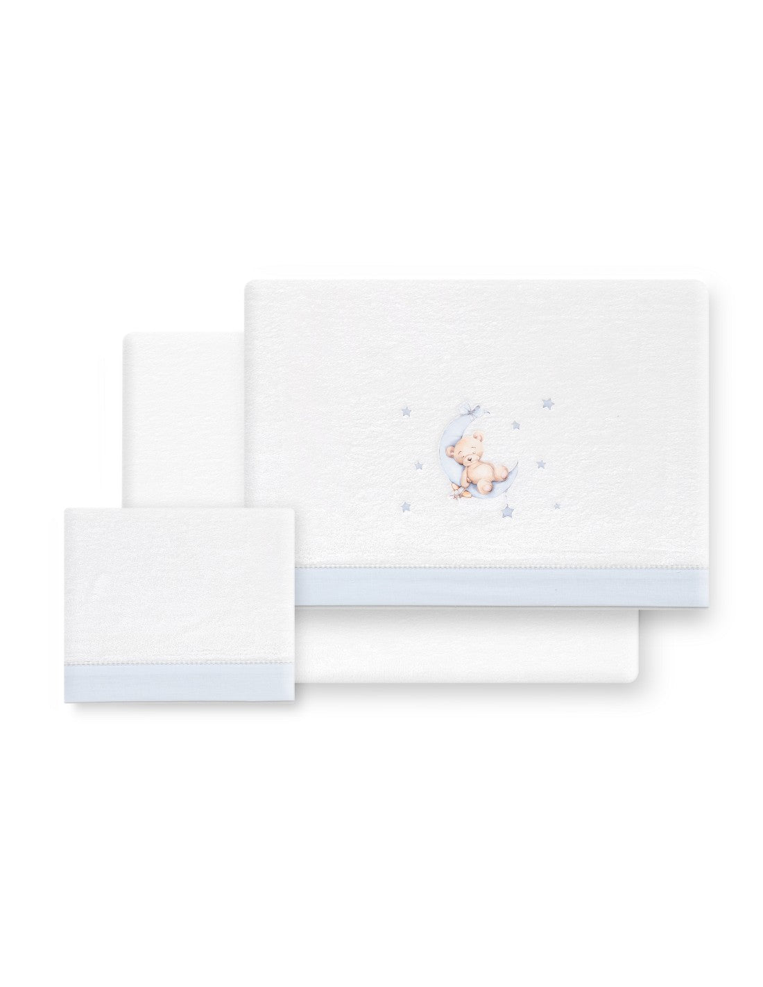 SET DE SABANAS CUNA CORALINA OSO LUNA + CHUPETERO INTERBABY