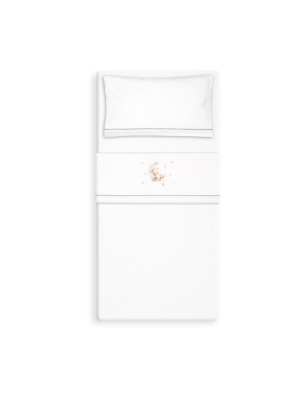 SET DE SABANAS CUNA CORALINA OSO LUNA + CHUPETERO INTERBABY